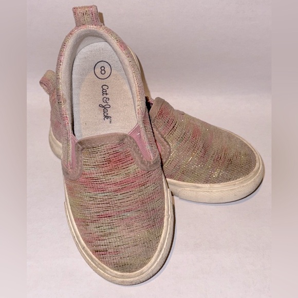 Cat and Jack Sparkly Glitter Slip On Shoes - Toddler Girls Size 8 - Picture 1 of 4